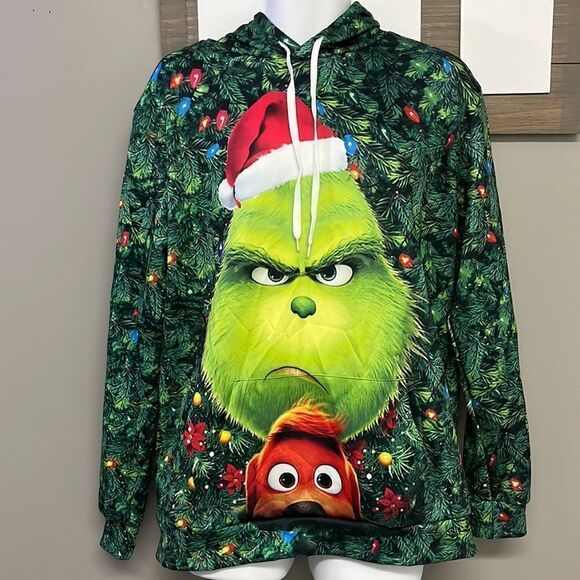 Grinch That Stole Christmas Hooded Men’s  Sweatshirt with Kangaroo Pocket-Large - Picture 1 of 16